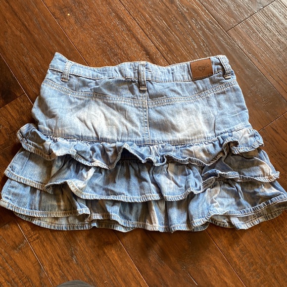 Vintage Justice girls ruffled denim jean mini skirt skort size 12 - Picture 2 of 8